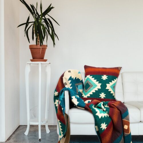 Alternative view of Native Plaid Turquoise van Alpaca Loca