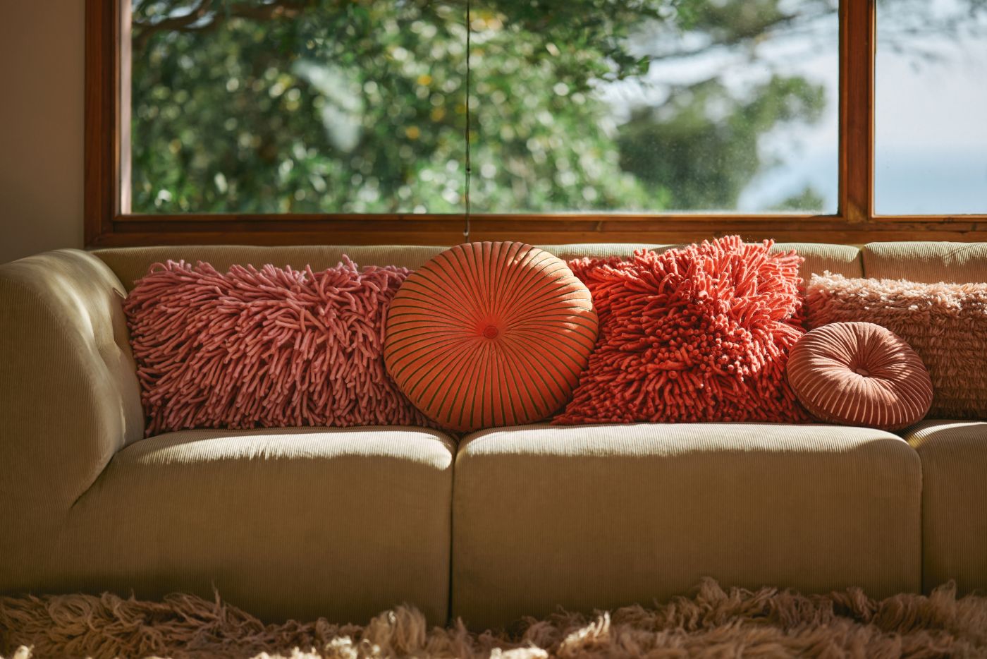 HKliving Ripple Cushion Burgundy - Afbeelding 2