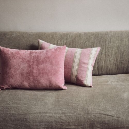 HKliving Woven Striped Cushion Blush - Afbeelding 2